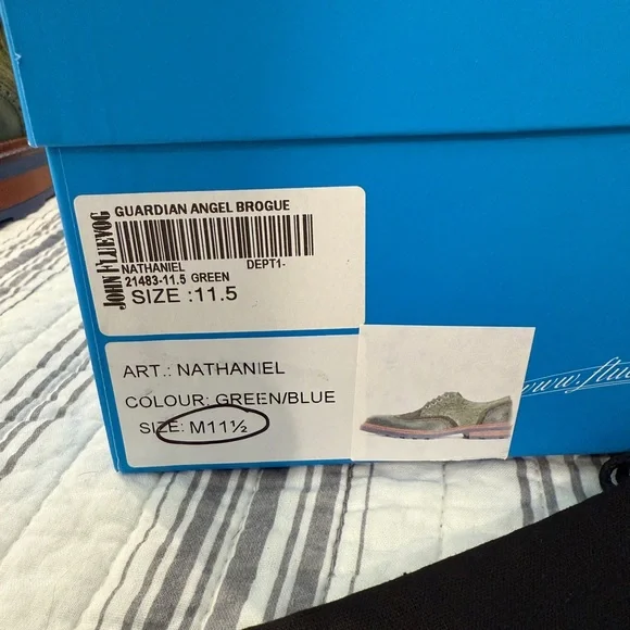 John Fluevog Olive Oxfords with Blue Laces display picture 3